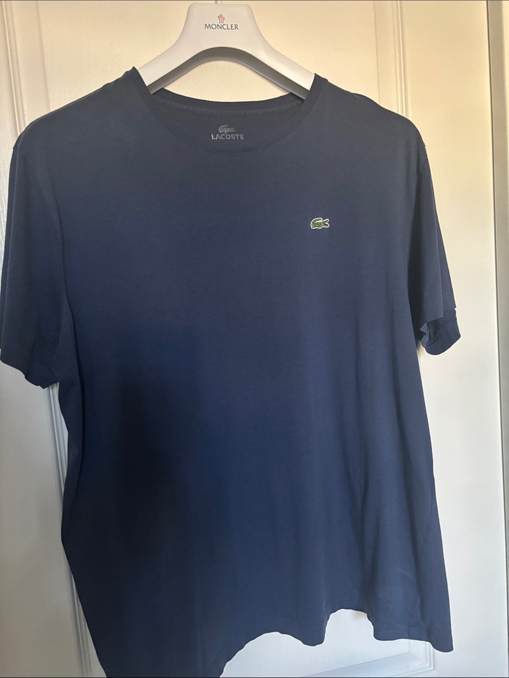Lacoste Navy Short Sleeve Crew Tee with Green Croc Emblem